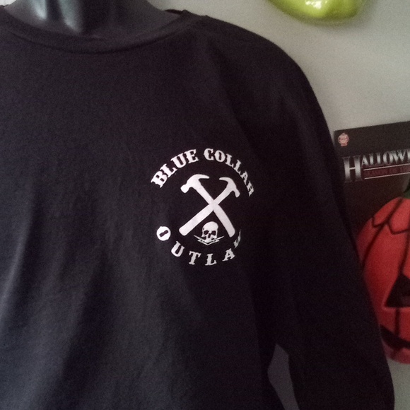 Blue Collar Outlaw Men's long sleeved Tee - Picture 3 of 9